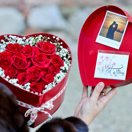 Caja en forma de corazón con foto personalizada