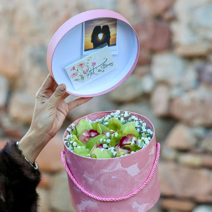 caja de orquideas con foto personalizada