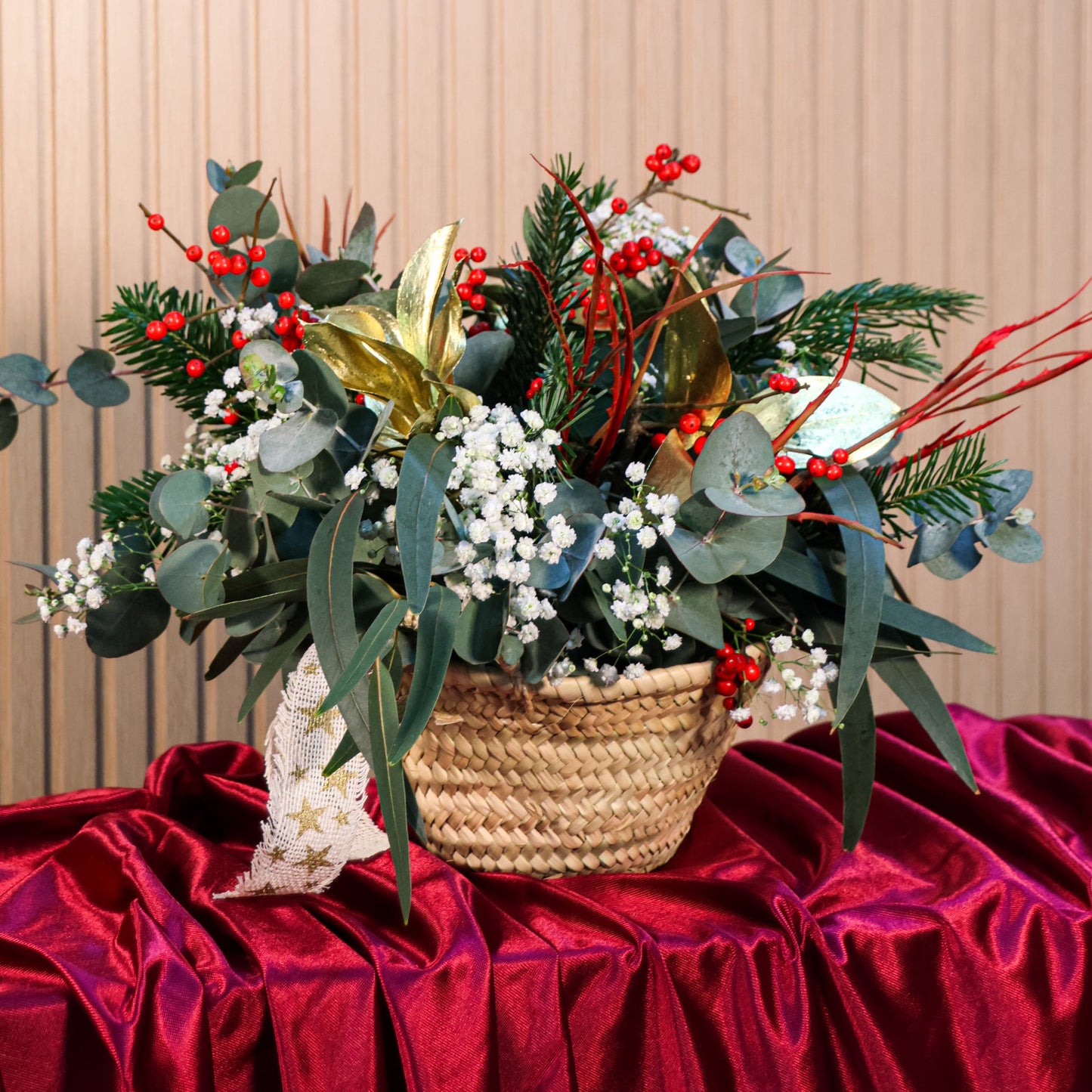 Cesta Navideña Abeto Roja y Verde